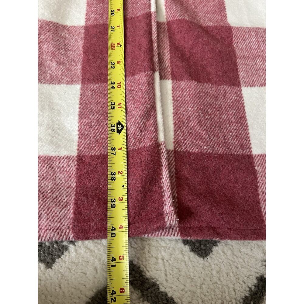 Pink White Plaid Check Buffalo Print Flannel Midi Button Long Shacket Jacket XL - Picture 11 of 11